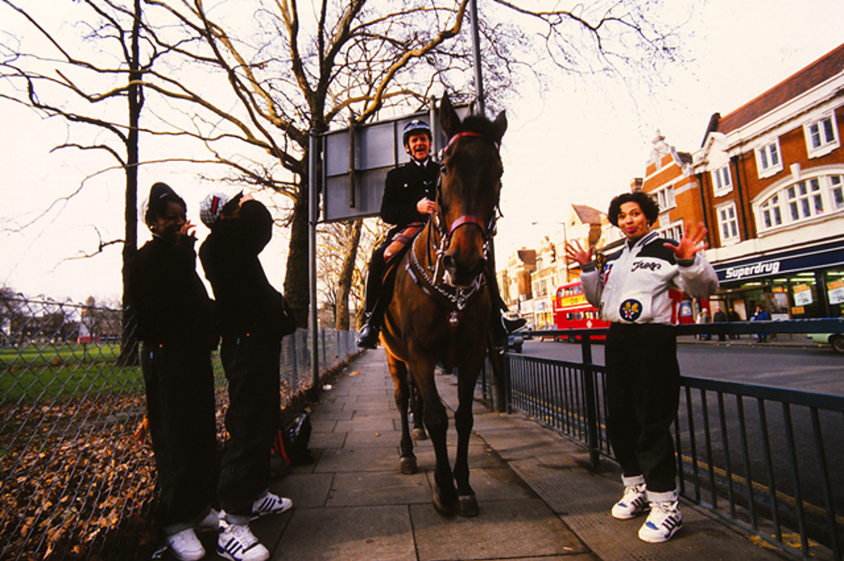 She Rockers Shoot With Horse Back Police Intruding Shepherds Bush 1988 She Rockers Shoot With Horse Back Police Intruding Shepherds Bush 1988