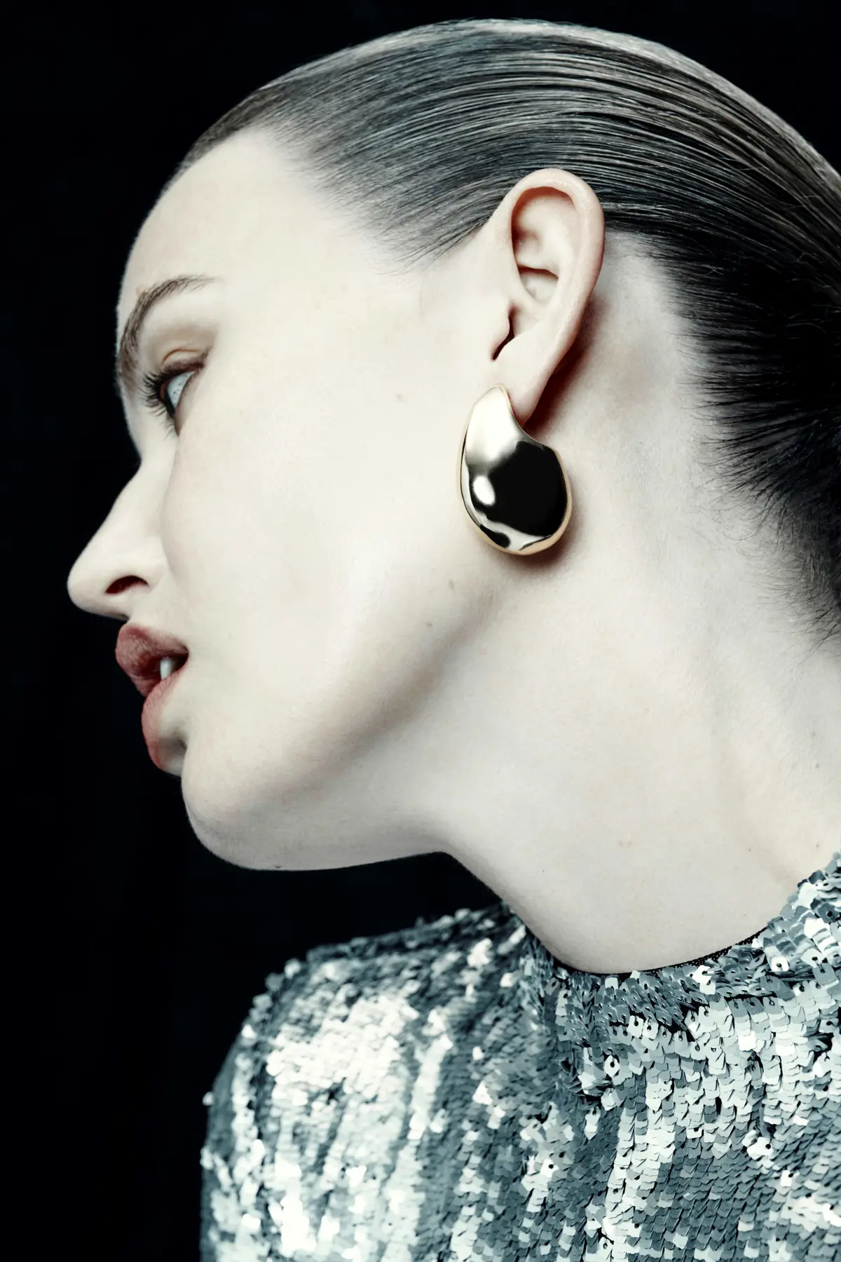 M&S X 16ARLINGTON SEQUIN DRESS £295, EARRING £45 (2)